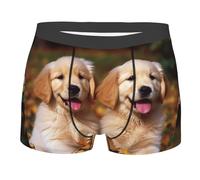 Bóxer para Hombre Cachorros De Perros Golden Retriever, Mascotas Ropa Interior Suaves Y Cómodos Transpirables Calzoncillos, para Padre, Amantes, Familia, XL