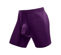 Boxer para hombre de cintura alta - Boxer para hombre, seda helada, transpirable, Calecon deporte, color liso, sexy, chic slim fit, bragas largas, cómodas, sin costuras elásticas, malva, XL