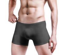 Bóxer para hombre sexy y sexy de seda helada para hombre, transparente, Calecon ligero, transpirable, elástico, cómodo bajo ropa, verano, bragas extensible, color liso, bragas delgadas, Negro , XXL