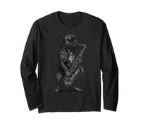 Boxer Perro Jugando Saxofón Jazz Música Amante de los Manga Larga