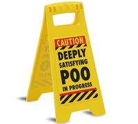 Boxer - Señal de Advertencia en plástico Amarillo con Mensaje en inglés Deeply Satisfying Poo in Progress