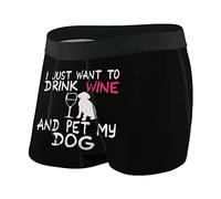 Boxer Shorts Hombres Solo Quiero Beber Vino Y Acariciar A Mi Perro Bóxers Premium Y Cómodo Calzoncillos Bóxer XXL