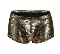 Boxers Ajustados para Hombre Pantalones Cortos Retro Boxer en Clásico Boxers Transpirable y Suave Boxers Hipster Ajustados para Hombres Pantalones Cortos de Color Sólido Ajuste Perfecto, dorado, L