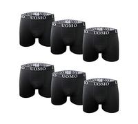 Boxers de Algodón Básicos Ajustados de Color Negro, Cómodos y Suaves. Pack de 6 Calzoncillos. Colección UOMO (Pack Negro, XXL)