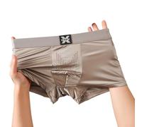 Boxers de satén para hombre, ropa interior suave y transpirable, L-3XL