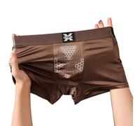 Boxers de satén para hombre, ropa interior suave y transpirable, L-3XL