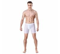 Bóxers deportivos elásticos elásticos para hombre, de malla semitransparente, ropa interior, sexy, erótica, transpirable, calzoncillos calados, atractivos, sexy push up short, holgados, blanco, XXL