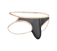 Bóxers Genéricos Calzoncillos de seda helada para hombre, doble botonadura, bordado de hilo dorado, cintura lateral, hueco, transpirable, sexy, Le Noir, M