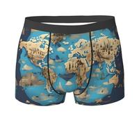 Bóxers para Hombre Mapa De Geografía Mundial Impreso Premium Ropa Interior Masculina Resistentes Calzoncillos Tipo Bóxer para Hombre para Uso Diario Deportes Negocio L