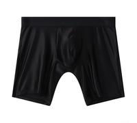Boxers para hombre, ropa interior de secado rápido de seda satinada de hielo NK59, bolsa elástica de longitud antirozaduras cintura media para calzoncillos tipo bóxer (L negro)
