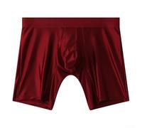 Boxers para hombre, ropa interior de secado rápido de seda satinada de hielo NK59, bolsa elástica de longitud antirozaduras cintura media para calzoncillos tipo bóxer (M rojo)