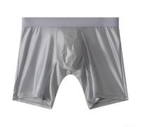 Boxers para hombre, seda de hielo satinado, ropa interior de secado rápido NK59, bolsa elástica alargada antirozaduras cintura media para calzoncillos bóxer (L, gris claro)