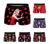 Bóxers personalizados de San Valentín para hombres con cara - Bóxers personalizados para mí, divertidos calzoncillos novedosos cortos para regalos de San Valentín, boda, regalos "I love you" para él