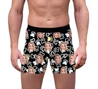 Boxers personalizados para él, novio, padre, marido, corazón de amor, personalizable, con cara para Navidad, día de San Valentín, regalos de cumpleaños, amarillo, L