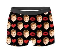 Boxers personalizados para niños de 3 a 10 años, ropa interior divertida personalizada para niños con foto de cara, regalos de San Valentín para niños, ropa interior, #29-negro, 4-5 años