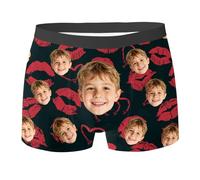 Boxers personalizados para niños de 3 a 10 años, ropa interior divertida personalizada para niños con foto de cara, regalos de San Valentín para niños, ropa interior, #08-negro, 4-5 años