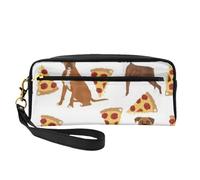 Boxers Pizza Pizza Comida Boxer Perro Perros Comida Linda, Bolsa de Maquillaje Bolsa de cosméticos Bolsa de Aseo de Viaje portátil Estuche de Cuero para Mujeres y niñas