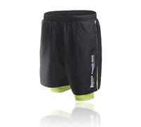 Boxeur des rues - Double Shorts In Black with Contrast Stripes, Man, Black, XXL