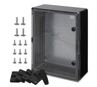 BOXEXPERT Carcasa de Armario de Pared, IP65, Carcasa Industrial, Carcasa vacía, plástico ABS, Placa de Montaje, Varios tamaños, Color Negro Transparente (500 x 400 x 180 mm)