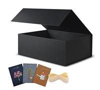 BOXHOME Paquete de 3 cajas de regalo grandes, color negro, 13 x 10 x 5 pulgadas con tapas magnéticas, caja de embalaje de regalo, cajas de padrinos de boda para regalos que contienen tarjeta, cinta,