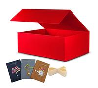 BOXHOME Paquete de 3 cajas de regalo grandes, color rojo, 13 x 10 x 5 pulgadas con tapas magnéticas, caja de embalaje de regalo, cajas de dama de honor para regalos que contienen tarjeta, cinta,
