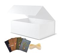 BOXHOME Paquete de 5 cajas de regalo grandes, color blanco, 13 x 10 x 5 pulgadas con tapas magnéticas, caja de embalaje de regalo, cajas de dama de honor para regalos que contienen tarjeta, cinta,