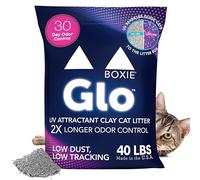 Boxie® GLO™ - Arena para Gatos de Arcilla aglutinante para 30 días, 40 Libras, Multi-Gato, 99.9% Libre de Polvo, bajo Seguimiento, atrayente de luz UV, aglutinante Superior para una fácil Recogida
