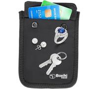 Boxiki Travel Cartera Oculta Sujetador Viaje Mujer Negro - Bolsillo Secreto con Correa Elastica Ajustable y Clip para Esconder Dinero Tarjetas Pasaporte Bajo la Ropa - Bolsa Segura Antirrobo