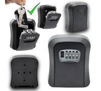 BOXILOCK Caja de Seguridad para Llaves, Caja de Cerradura Negra, Armarios de Llaves Montaje en Parades, Resistente a la Intemperie,con código de Seguridad Externo, para Llaves, Tarjetas, 11,5x9,5x4cm