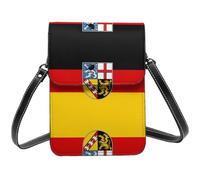 BOXILTD - Banderas pequeñas de Saarland para mujer, bolso pequeño sobre el hombro con ranuras para tarjetas de crédito, bolso para teléfono celular, negro