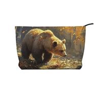 BOXILTD Bolsa de maquillaje con graffiti en la pared, bolsa de maquillaje de viaje suave, estuche compacto con cierre de cremallera, ideal para artículos esenciales, Buscando osos marrones, Talla