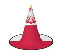 BOXILTD Sombrero de bruja de la bandera de Polonia para mujer, sombreros de Halloween negro y rosa para fiesta, disfraz, juego de rol, sombrero de mago mágico