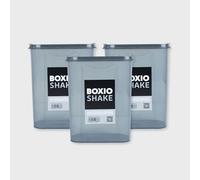 BOXIO - SHAKE: Juego de 3 recipientes de plástico para alimentos, comida para perros y caja de harina. Fácil organización con nuestra lata de almacenamiento como ayuda perfecta para esparcir tu