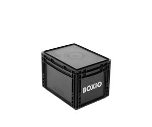 BOXIO-SOLO: Caja de almacenamiento con tapa - Eurobox 40x30 x 28 cm - caja de transporte de plástico perfecta para camping, barco o jardín - apilable con otras cajas apilables