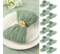 BOXIZ 48 servilletas de gasa verde de 50 x 50 cm, servilletas de mesa de tela de gasa con arrugas, multiusos, a granel para cena, boda, fiesta, decoración del hogar