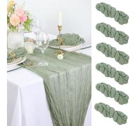 BOXIZ 6 caminos de mesa de gasa verde de 90 x 300 cm, servilletas de tela de gasa con arrugas, multiusos, a granel para cena, boda, fiesta, decoración del hogar