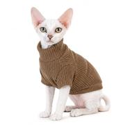 BOXIZ Chaleco de gato para gatos Devon Rex, Cornish Rex y Sphynx, ropa de lana de cordero para todas las estaciones, vintage, café, XS