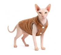 BOXIZ Chaleco para gatos Devon Rex, Sphynx y Munchkin, traje de gato de otoño e invierno, grueso, acolchado, café, XS