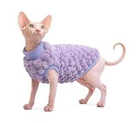 BOXIZ Chaleco para gatos sin pelo, ropa de forro polar para otoño e invierno, dos patas, doble cara, morado, talla S
