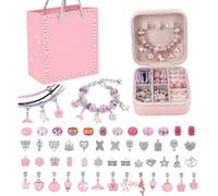 BOXIZ Kit de fabricación de pulseras de abalorios para niñas de 9 a 12 años, caja de collares, juego de la serie unicornio y sirena, rosa