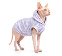BOXIZ Ropa de gato para gatos sin pelo, chaleco para gatos de otoño e invierno, antidesprendimiento, elástico, color morado, talla XS