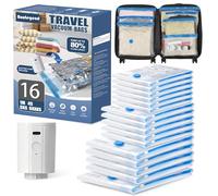 BoxLegend 16PCS Bolsas Vacio Ropa Viaje Bolsas para Guardar Ropa con 1200mAh Bomba USB-1*70x50/4*55x45/5*50x40/6*40x35cm Gruesas e Impermeables, Ideal para Maletas y Mochilas, Ahorre 70% Espacio