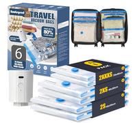 BoxLegend 6 Bolsas de Vacío de Viaje con Bomba Eléctrica 2 * 45x55cm, 2 * 40x50cm, 2 * 35x40cm Bolsas de Compresión Ahorradoras de Espacio para Maleta, Impermeables y Anti-Polvo para Ropa