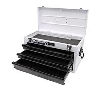 Boxo Caja de herramientas de mano de Estados Unidos con 3 cajones, caja de herramientas de acero resistente con sistema de bloqueo (blanco)