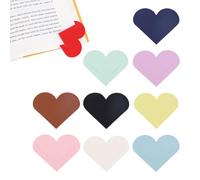 BOXOB 10 uds Marcadores Libros de Cuero con Forma de Corazón, Bonitos Marcapáginas para Esquinas Accesorios Libros para Mujeres Profesoras Estudiantes Amantes Lectura Regalos (10 Colores)