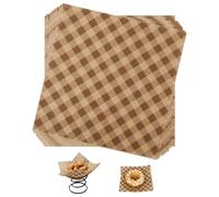 BOXOB 100 Hojas Papel Encerado Charcutería, 18x18cm Resistentes a la Grasa Forros Cestas de Comida para Sándwiches y Hamburguesas Revestimientos Bandeja para Servir Comida Picnics (Marrón)