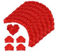 BOXOB 100 Pétalos Rosa de Cinta Satén Prefabricados, Pétalos Rosa Artificiales Semiacabados para Crear Ramos de Flores Eternas y Arte Floral para Bodas Cumpleaños y Aniversarios (Rojo)