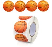 BOXOB 1000uds 2 Rollos Pegatinas de Baloncesto, Pegatinas Autoadhesivas con Tema de Balón Deportivo Decorativas Sello para Cumpleaños Escuela Aula Suministros Fiestas