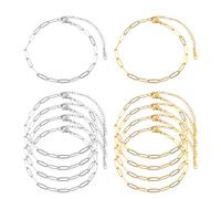 BOXOB 10uds Pulseras Cadena con Clip de Papel, Acero Titanio Ajustables Pulsera de Dijes con Cierre Langosta Accesorios para Bisutería para Mujeres y Niñas