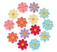 BOXOB 14uds Parches de Flores Planchar, Parches de Margaritas para Ropa Apliques Florales Coser para Hacer Tú Mismo Bolsos Chaquetas Vaqueros Mochilas Sombreros Manualidades, 7 Colores